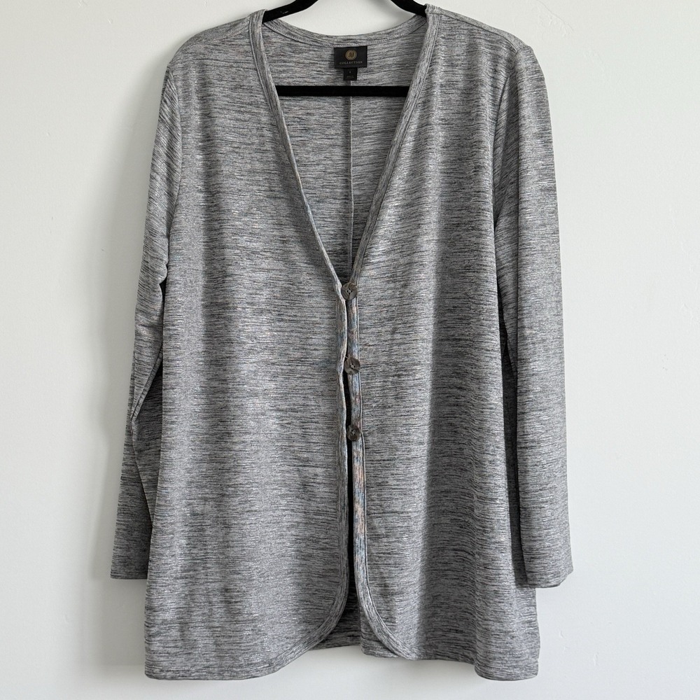 JM collection Cardigan Woman L Travel Stretch Career minimalist Normcore - Picture 1 of 10